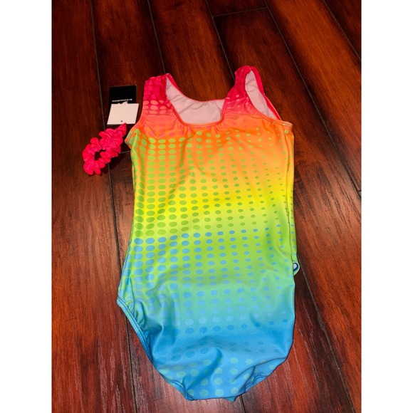 New GK Gymnastics Tank Leotard Rainbow Dot Print Athletic Adult medium AM $35 - Picture 2 of 5